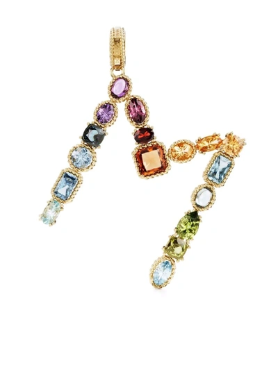 Dolce & Gabbana 18kt Yellow Gold Multi-stone M Initial Pendant