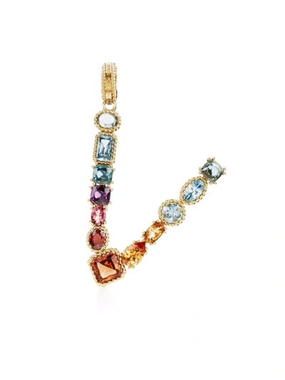 Dolce & Gabbana 18kt Yellow Gold V Letter Gemstone Pendant