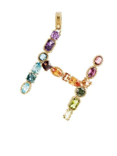 Dolce & Gabbana 18kt Yellow Gold H Letter Gemstone Pendant