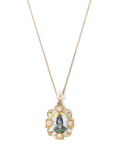 Dolce & Gabbana 18kt Yellow Gold Madonna Medallion Necklace