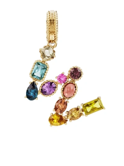 Dolce & Gabbana 18kt Yellow Gold W Letter Gemstone Pendant