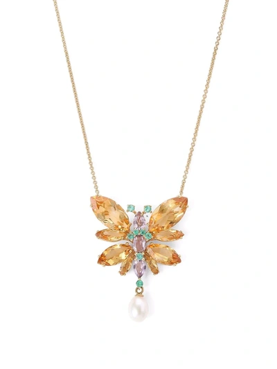 Dolce & Gabbana Sring Necklace In Yellow 18kt Gold With Citrine Butterfly Gold Female Onesize
