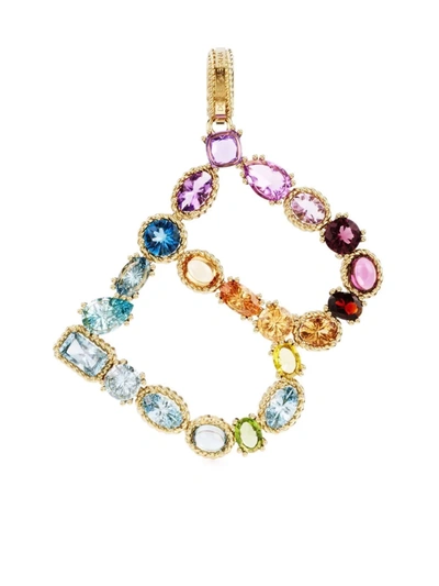 Dolce & Gabbana Rainbow Alphabet B 18kt Yellow Gold Multi-stone Pendant