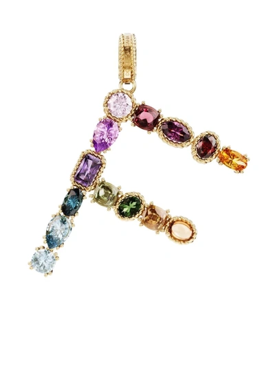 Dolce & Gabbana Rainbow Alphabet 18kt Yellow Gold Multi-stone Pendant