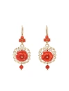 DOLCE & GABBANA 18KT YELLOW GOLD ROSE CORAL EARRINGS