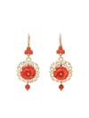 Dolce & Gabbana Coral Leverback Earrings In Yellow 18kt Gold With Coral Roses Gold Female Onesize In Gold