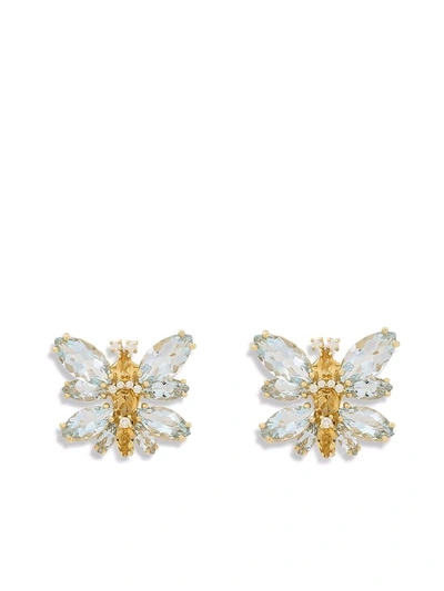 Dolce & Gabbana Spring Earrings In Yellow 18kt Gold With Aquamarine Butterfly