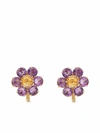 Dolce & Gabbana Spring Earrings In Yellow 18kt Gold With Amethyst Flower Motif Gold Female Onesize In Gold