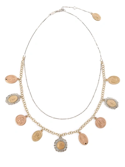 Dolce & Gabbana Sicily Necklace In Yellow, Red And White 18kt Gold With Medals In Multicolor