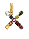 DOLCE & GABBANA RAINBOW ALPHABET X 18KT YELLOW GOLD MULTI-STONE PENDANT