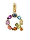 DOLCE & GABBANA RAINBOW ALPHABET 18KT YELLOW GOLD MULTI-STONE PENDANT