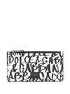 DOLCE & GABBANA GRAFFITI BLACK AND WHITE LEATHER CARD HOLDER,BP2527AZ657HARZN