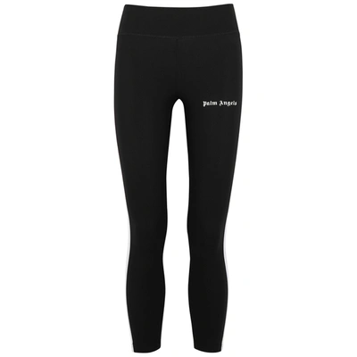 Palm Angels Black Leggings With Contrasting Stripes In Stretch Polyamide Woman