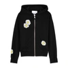 Natasha Zinko Daisy-print Distressed Cotton-blend Sweatshirt In Black