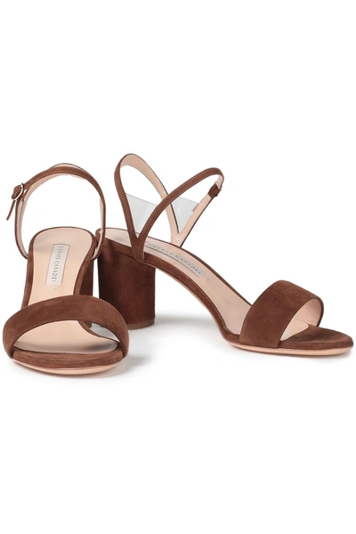 Casadei Pvc-trimmed Suede Sandals In Brown