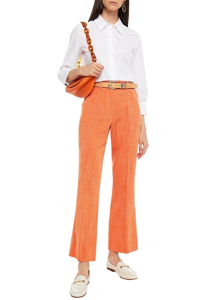 Etro Slub Woven Flared Trousers In Orange