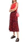 Marni Pleated Lip-print Crepe Midi Skirt In Black