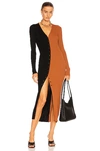 Staud Shoko Ribbed Colorblock Sweater Dress In Tan Black