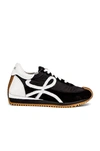 Loewe Flow Mixed Leather Bicolor Runner Sneakers In Black & White