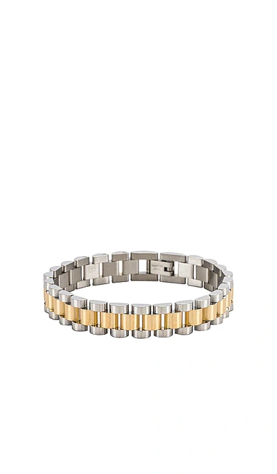 Luv Aj The Two-toned Timepiece Bracelet In Metallic Gold
