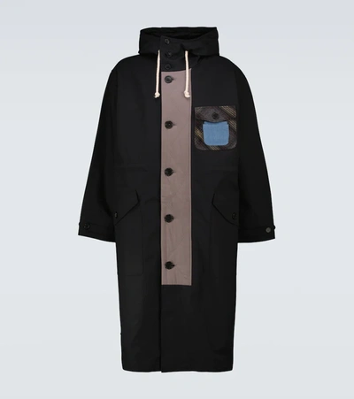 Jw Anderson Patch-detail Long Parka Coat In Black