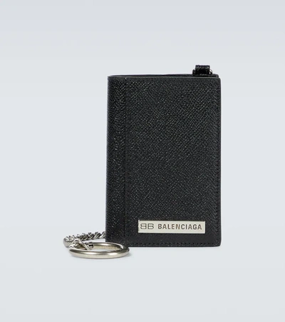 Balenciaga Plate Vertical Leather Wallet In Black
