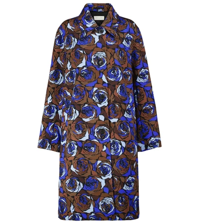 Dries Van Noten Nylon Printed Jersey Coat In Blue