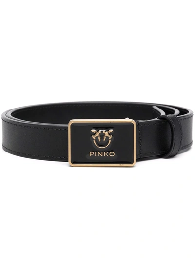 Pinko 长方形logo扣环腰带 In Black