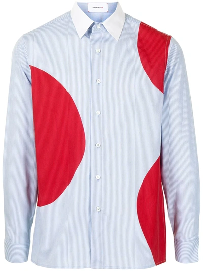 Ports V Dot-print Long-sleeve Shirt In Blue