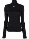 Off-white Printed Stretch-jersey Turtleneck Top In Black