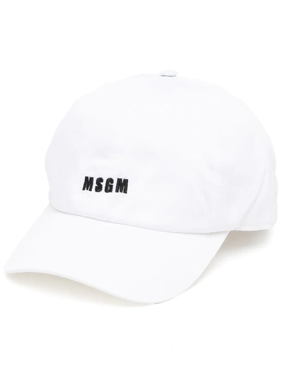 Msgm Baseball Cap With Contrasting Embroidery In White