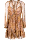 ZIMMERMANN CONCERT LACE-UP PAISLEY-PRINT DRESS