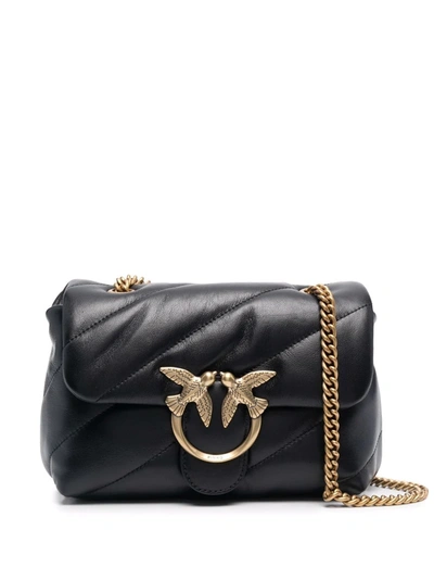 Pinko Love Mini Puff Leather Crossbody Bag In Black