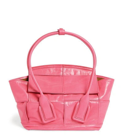 Bottega Veneta Mini Leather Intreccio Arco Top-handle Bag In Pink