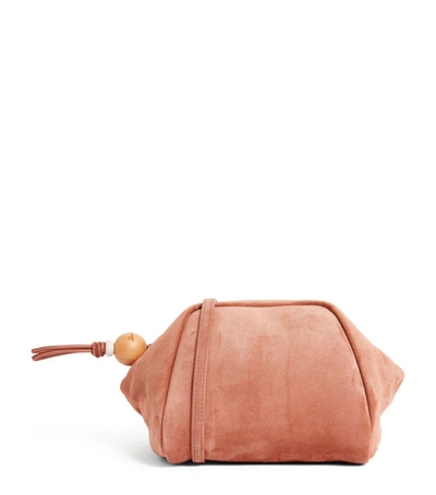 Loro Piana Pad Pouch Small Suede Clutch In 粉红色