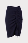 Milly Wool-cashmere Ruched Skirt In Navy