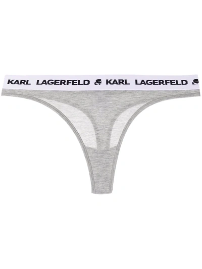 Karl Lagerfeld Logo-waistband Briefs Set Of 2 In Grey