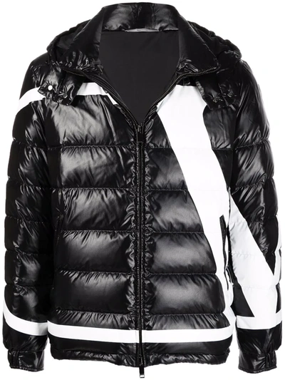 Valentino Nylon Puffer Jacket With Vlogo Signature Print In Nero