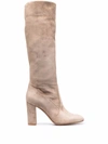 Gianvito Rossi Glen 85 Suede Knee-high Boots In Neutrals