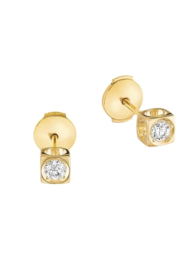 Dinh Van Women's Le Cube Diamant 18k Yellow Gold & Diamond Medium Stud Earrings