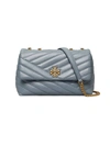 Tory Burch Kira Small Chevron Leather Shoulder Bag In Rainwater/gold