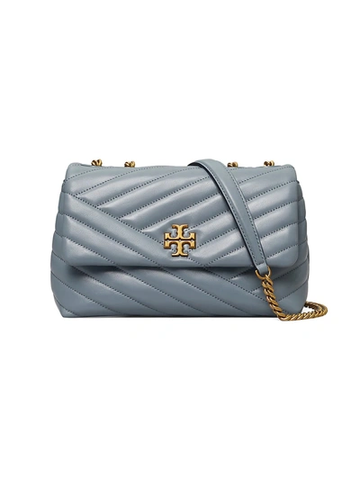 Tory Burch Kira Small Chevron Leather Shoulder Bag In Rainwater/gold