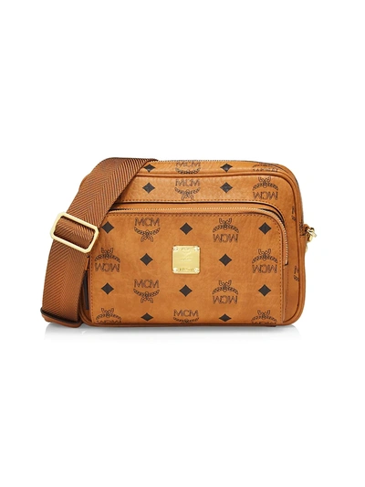 Mcm Small Klassik Visetos Crossbody Bag In Cognac