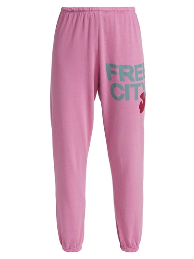 Freecity Large Logo Sweatpants In Pink Love