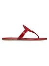 Tory Burch Miller Logo Patent Flat Thong Sandals In Berry