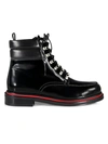 CHRISTIAN LOUBOUTIN ALOPISTA PATENT LEATHER COMBAT BOOTS,400013502297