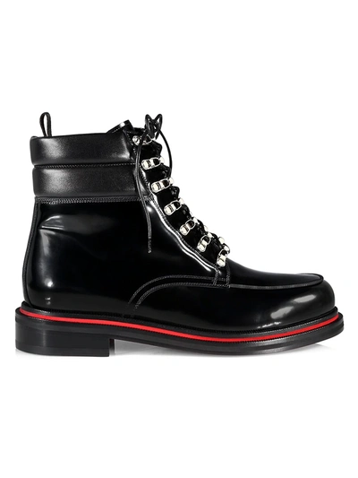 Christian Louboutin Alopista Patent Leather Combat Boots In Black