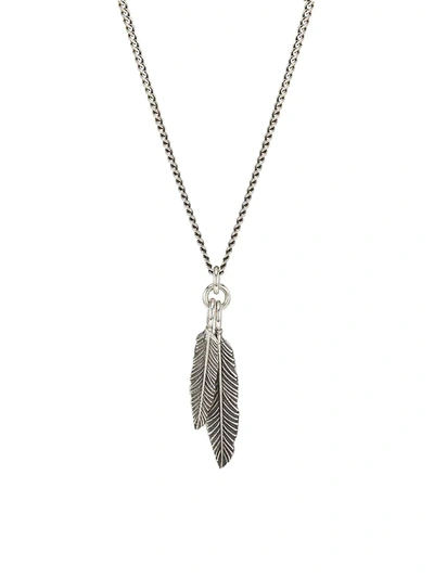 Emanuele Bicocchi Twin Feather Sterling Silver Pendent Necklace