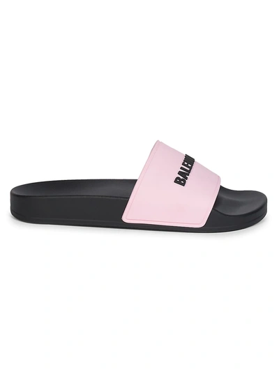 Balenciaga Rubber Pool Slide Sandals In Pink Black