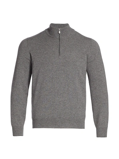 Brunello Cucinelli Cashmere Quarter Zip Jumper In Grey